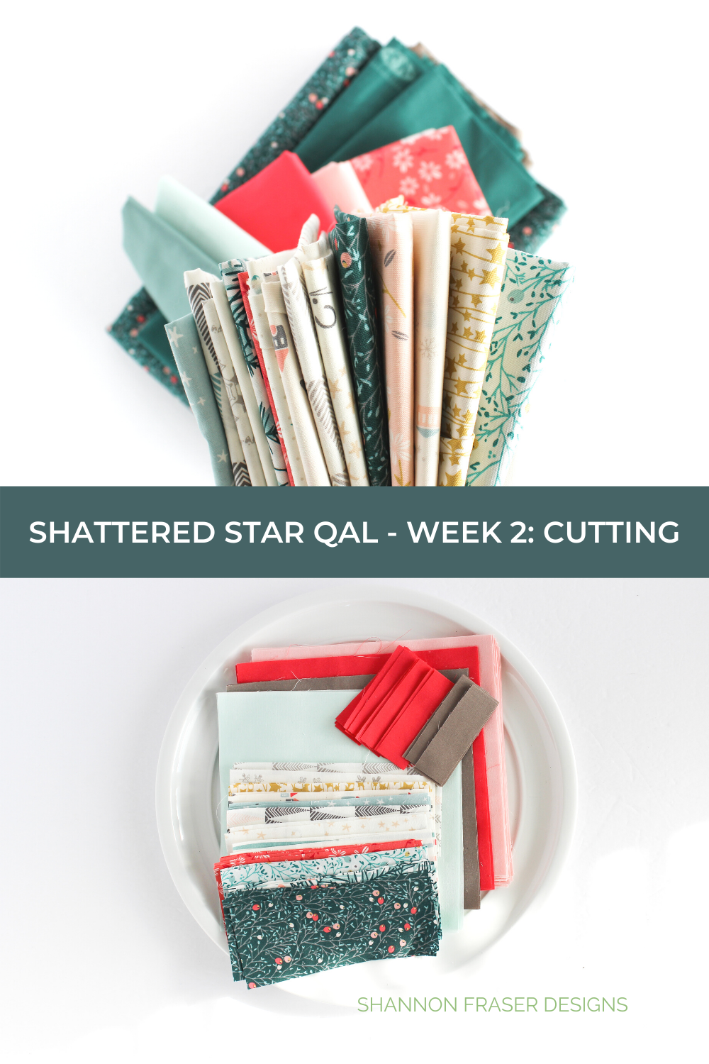 Art Gallery Fabrics before being cut and after being cut | Shattered Star Quilt Along Week 2 Part 2: How to cut your fabric | Shannon Fraser Designs #artgalleryfabrics