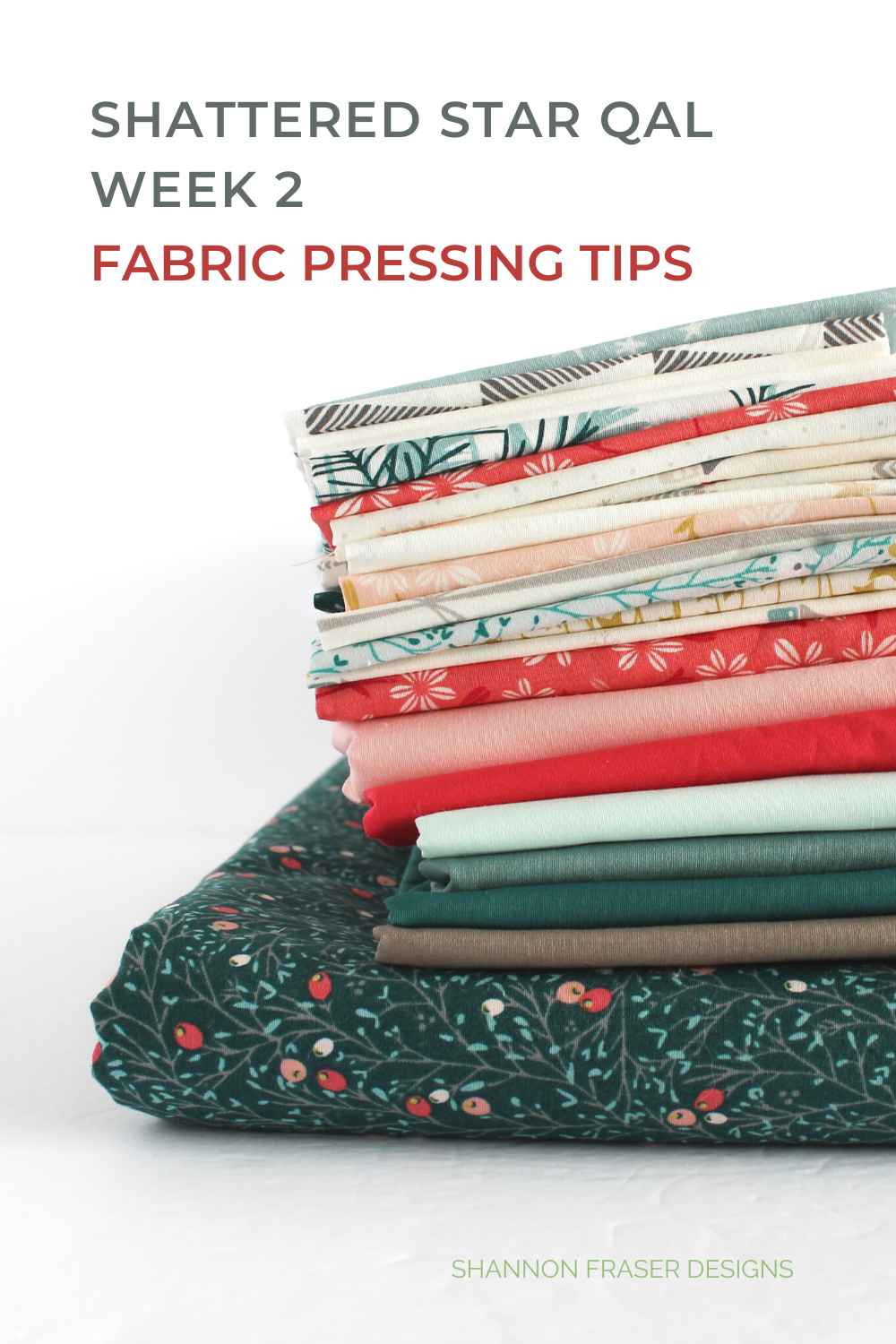 Stack of Art Gallery Fabrics ready to be pressed | Shattered Star QAL - Week 2: Part 1 - How to press your fabric | Shannon Fraser Designs #artgalleryfabrics