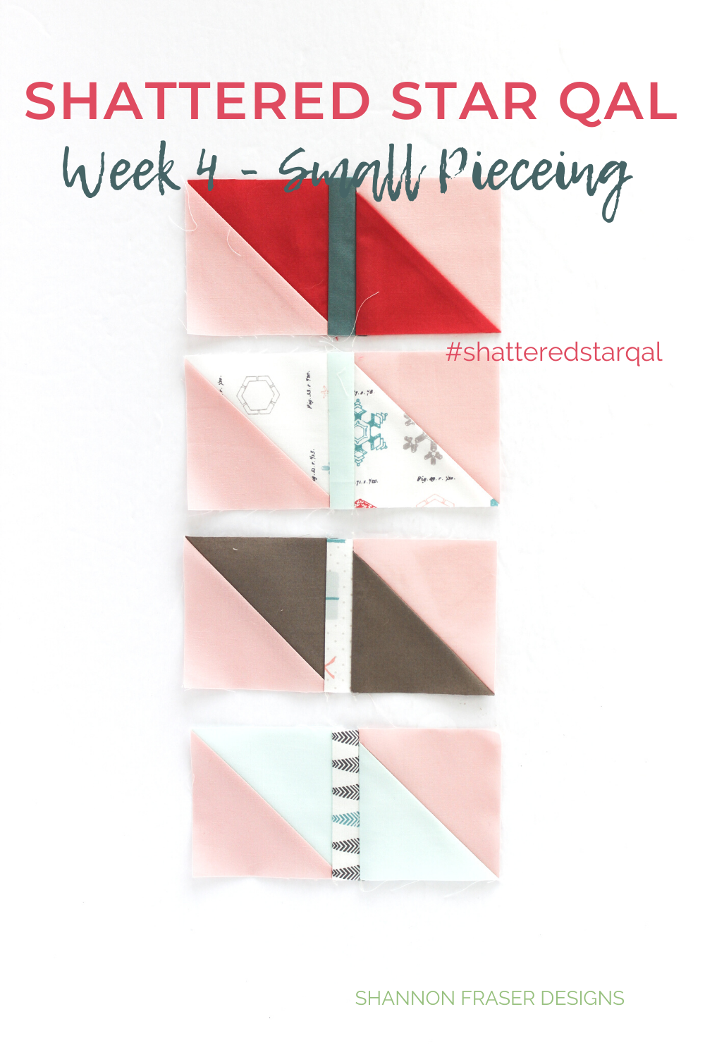 Half square triangle units for the Shattered Star quilt blocks | Shattered Star quilt along Week 4 - Small Piecing tips | Shannon Fraser Designs #halfsquaretriangles