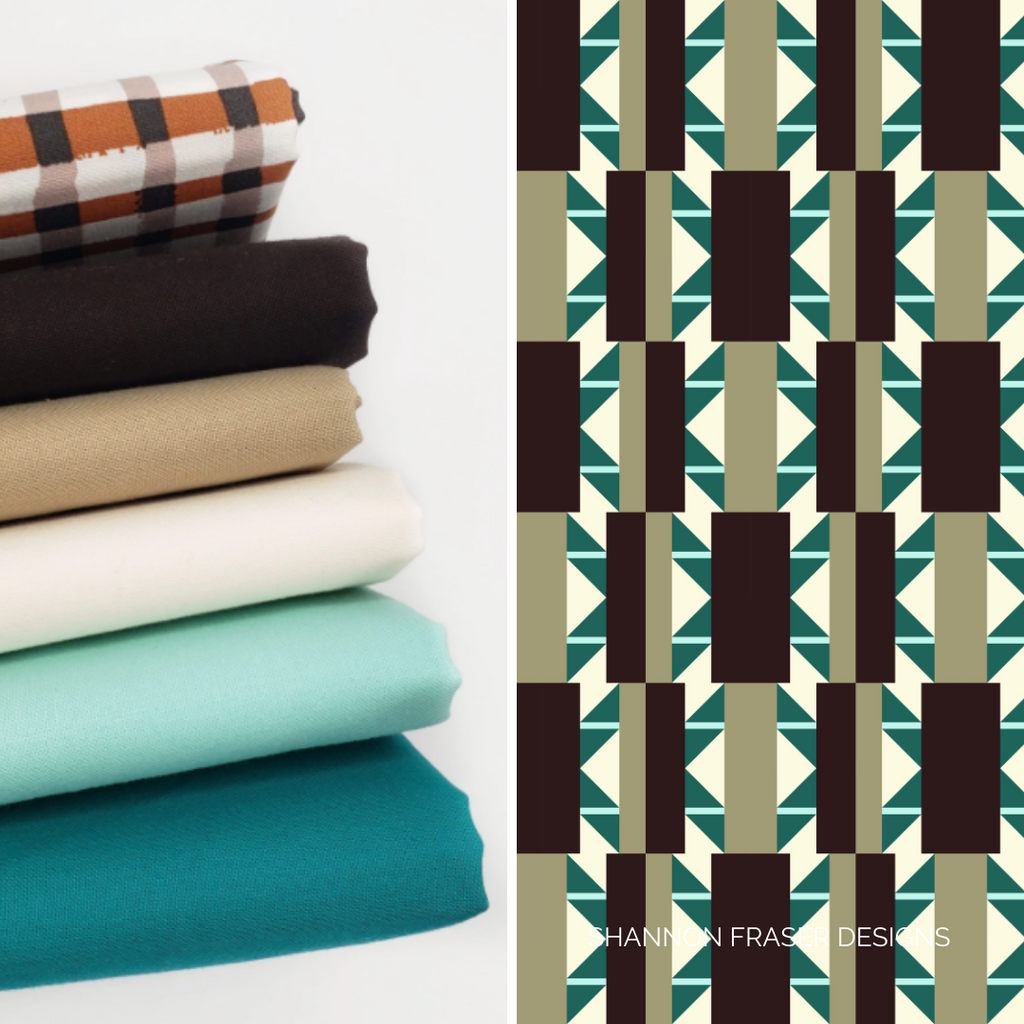 Shattered Star quilt bundle featuring Bella Solids in shades of turquoise, creams and brown from Stacked Fabric Co. |  Shattered Star Quilt Along Week 1: Fabric | Shannon Fraser Designs #quiltkit