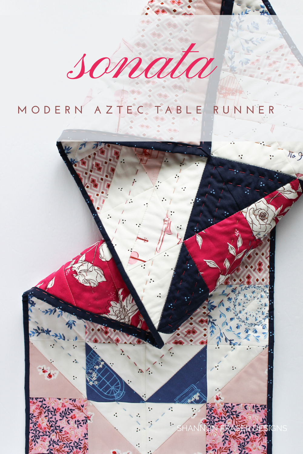 Sonata Modern Aztec table runner folded on the table | Sonata Showcase | Shannon Fraser Designs #homedecor