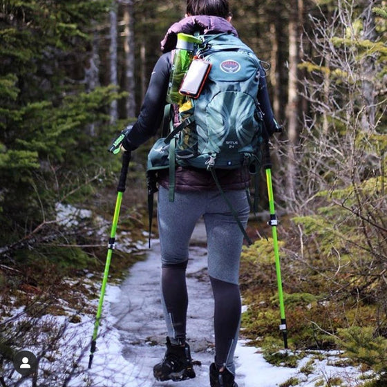 Vivian hiking up mountain