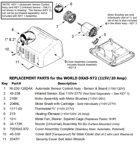 Replacement Parts WORLD DXA5-972