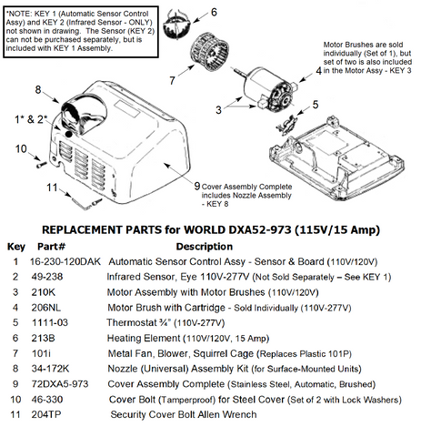Replacement Parts WORLD DXA52-973