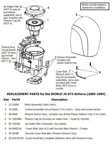 World Dryer Cast Aluminum Brushed Chrome