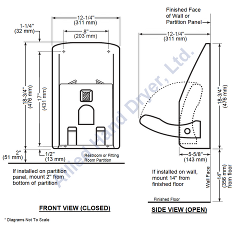 Koala Kare KB102-01 - Surface-Mounted Folding Grey Child Protection Seat Exploded View