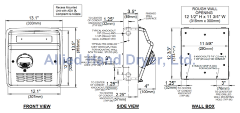 DXRA5-Q973 Model A Series Hand Dryer Exploded View