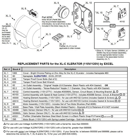 XL-C Xlerator Replacement Parts