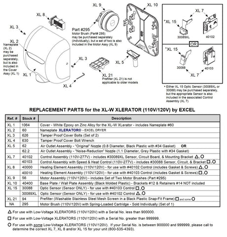 Xlerator Replacement Parts