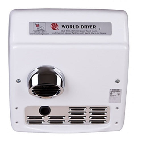 World Dryer XRA5-Q974 Model A Hand Dryer, Recessed, Cast Iron, White