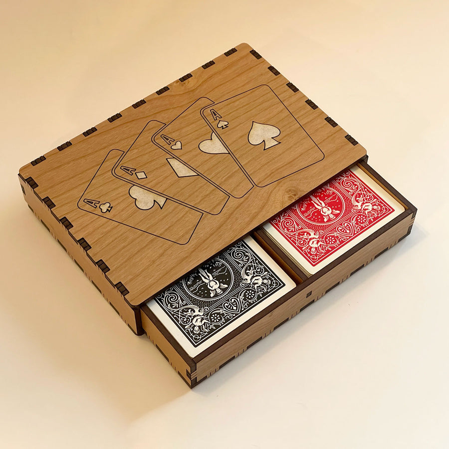 Personalized wooden playing card box with custom engraving for Christmas  gift - Shop EngravedWoodBox Other - Pinkoi