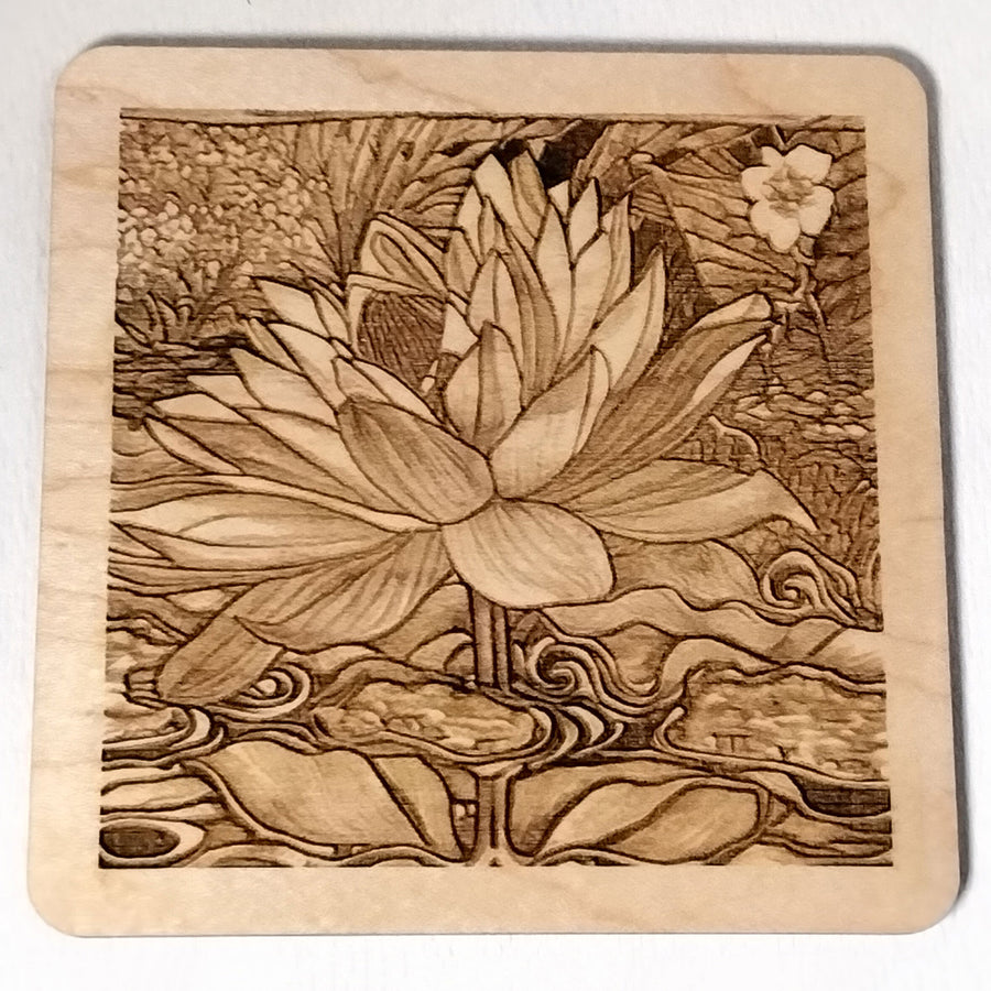 Incredible Wild Lotus Square Coaster Glowforge Shop