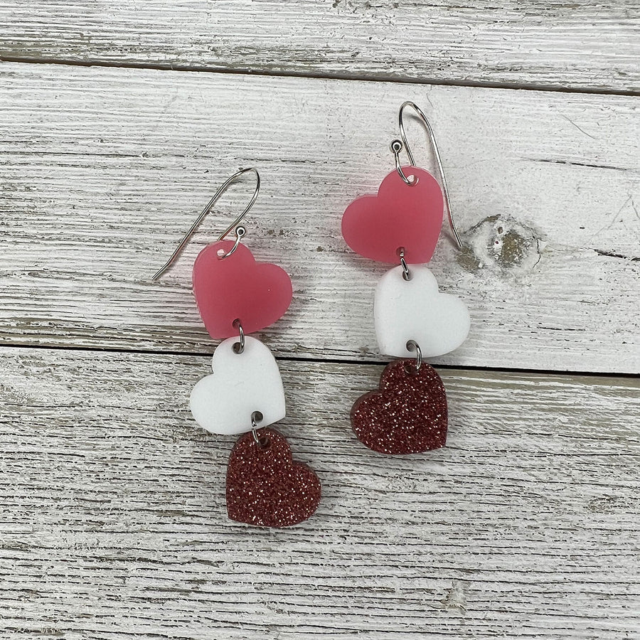Stacked Hearts Valentine Earrings (Set of 3)