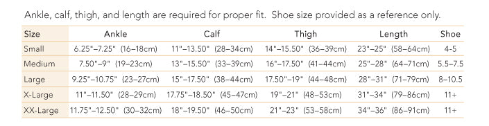 Thigh High Size Chart