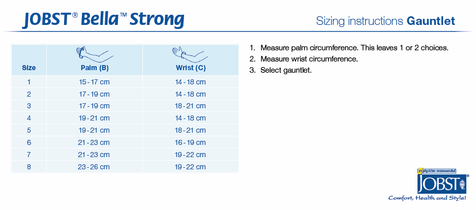 Jobst Compression Sleeve Sizing Chart