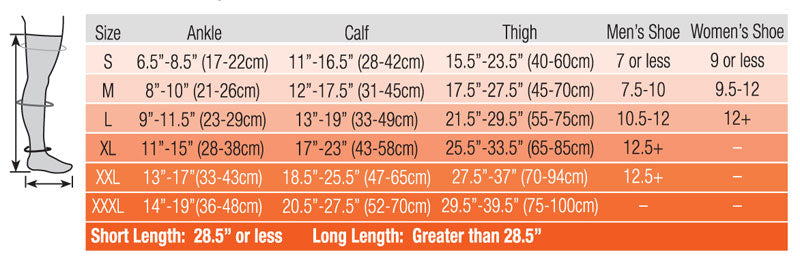 Legacy Compression Socks Size Chart