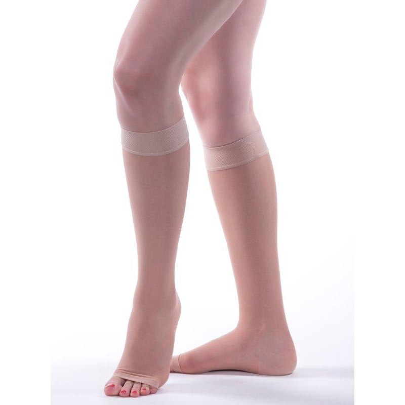 medi Assure - Medias de compresión de 20-30 mmHg con banda superior de  silicona, circulación de piernas con puntera abierta, medias para mujer,  medias