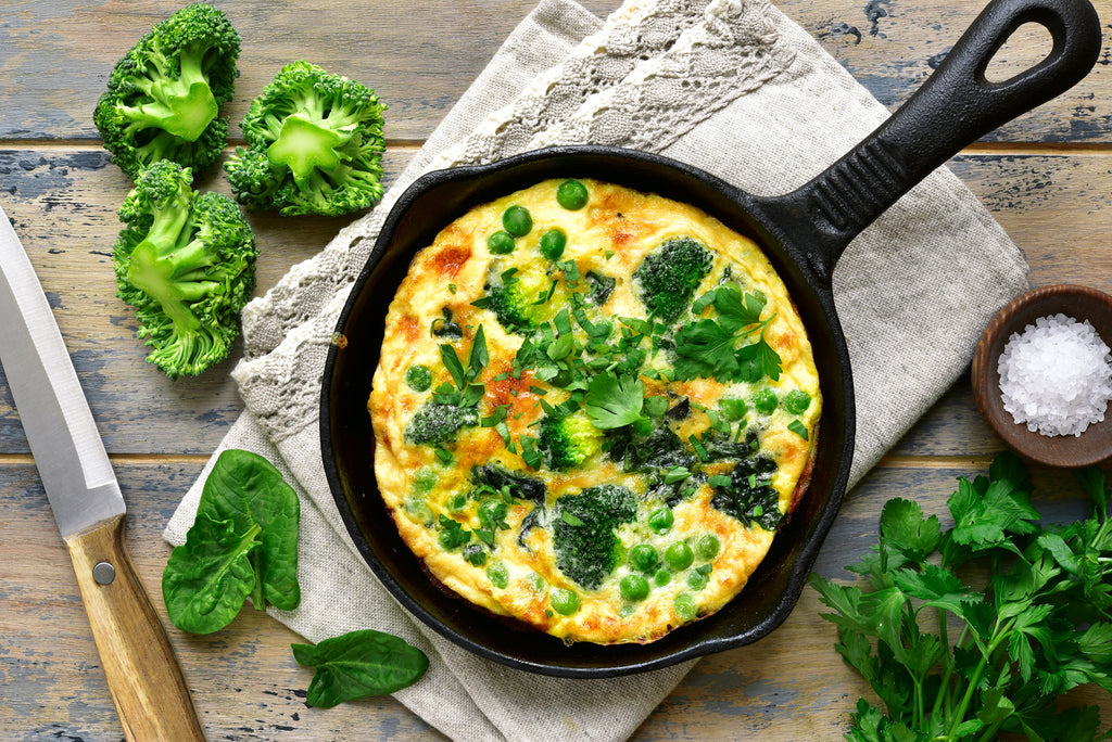 frittata in a cast iron skillet