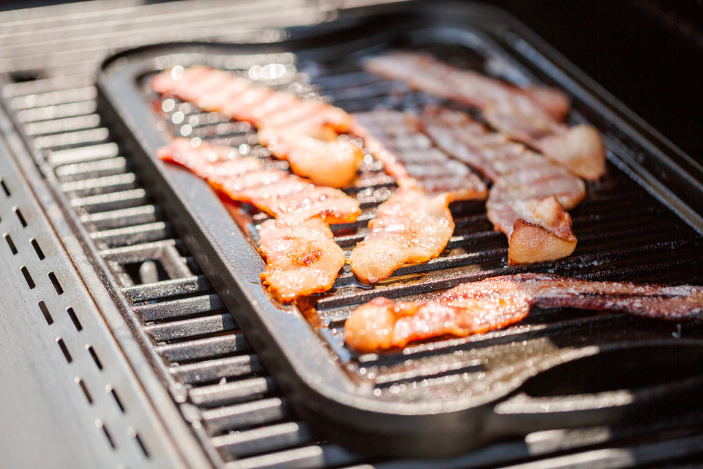 bacon on a cast iron grill pan