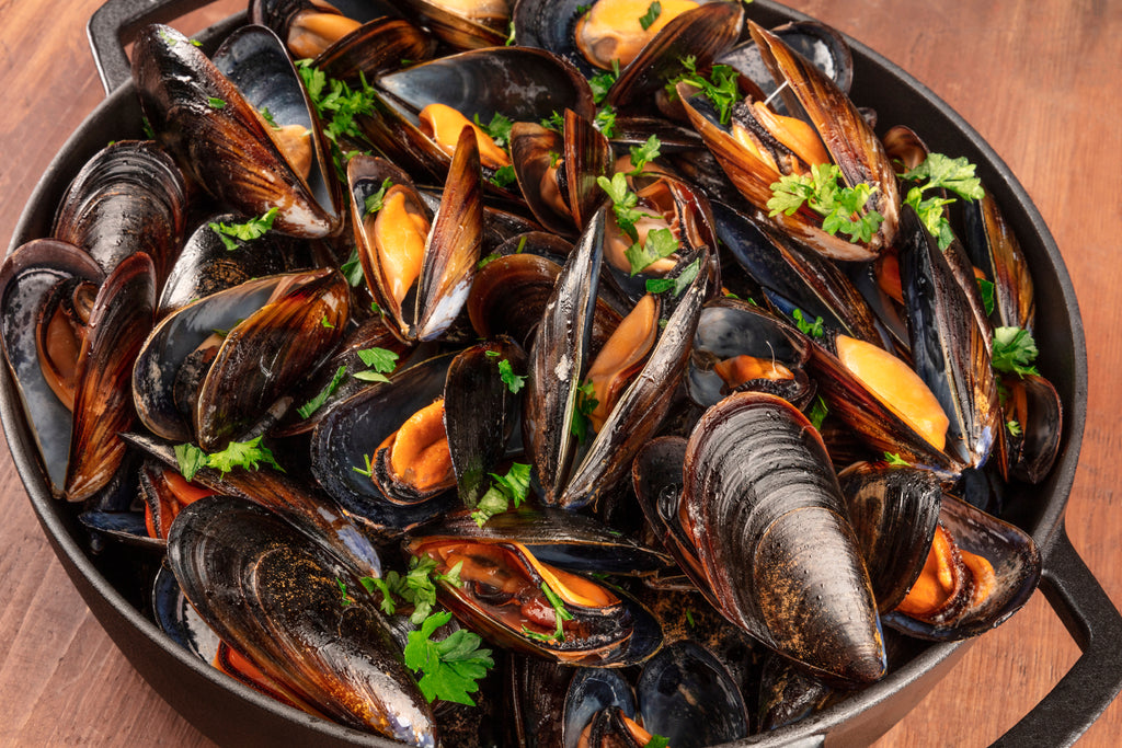 mussels in cooking