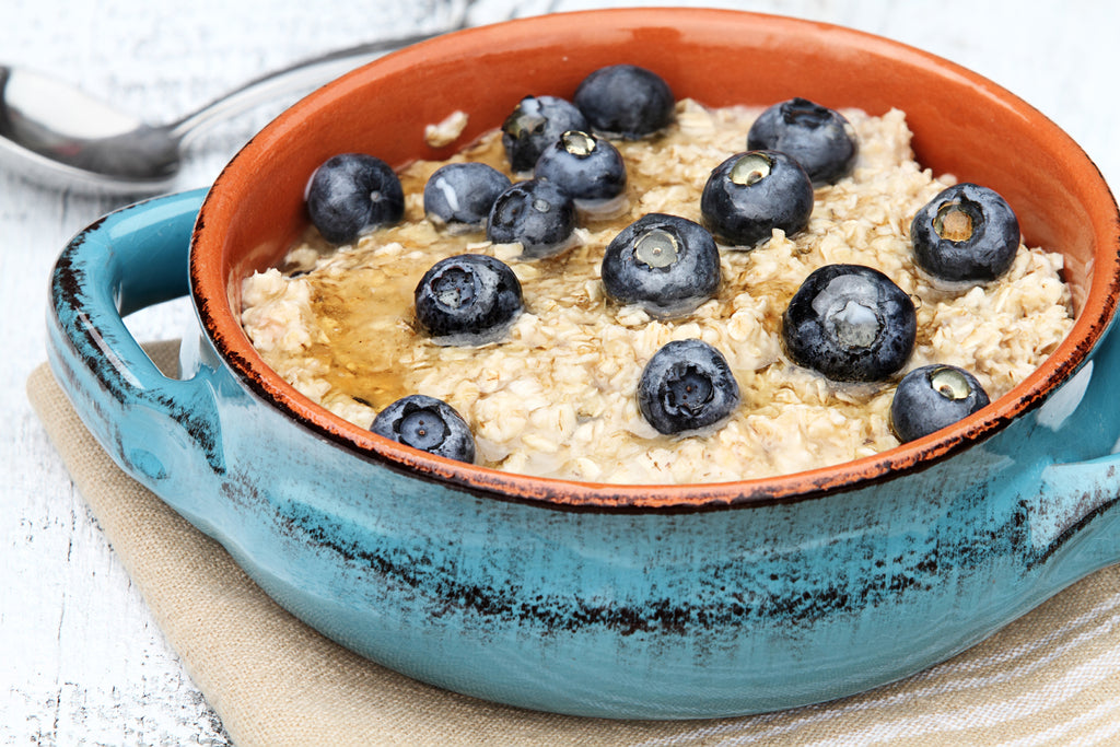 blueberries in porridge