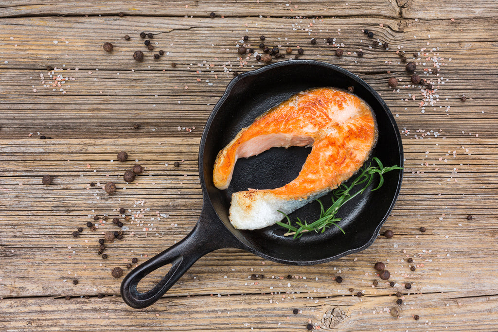 salmon in a cast iron skillet