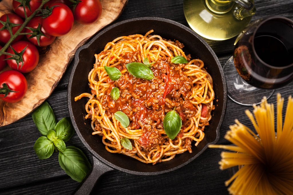 pasta bolognese with tomatoes