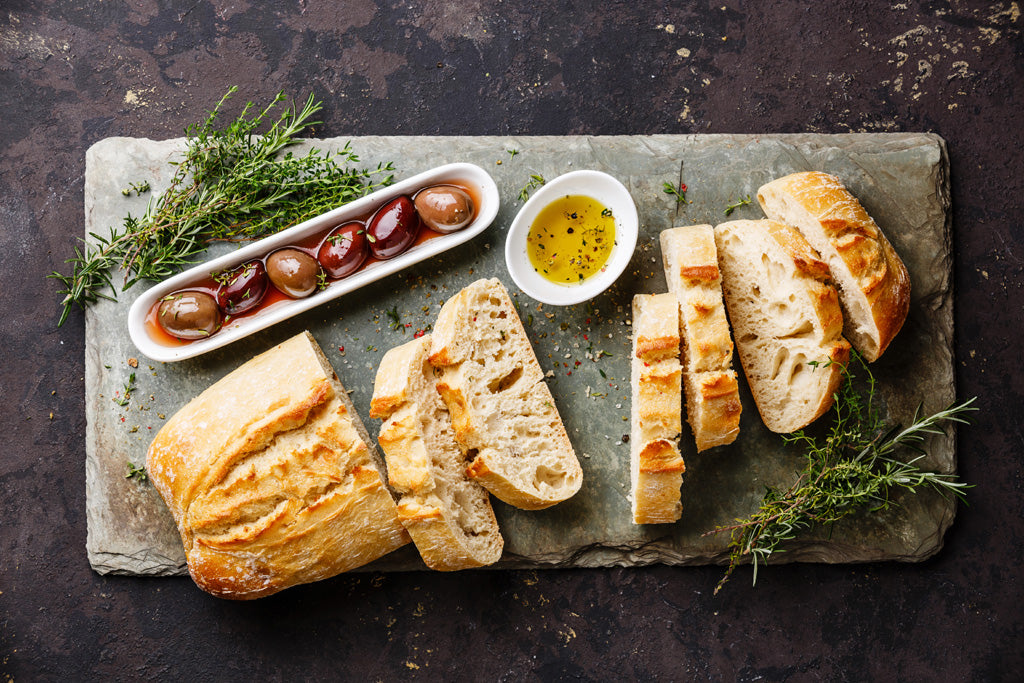 artisan bread served with oilves