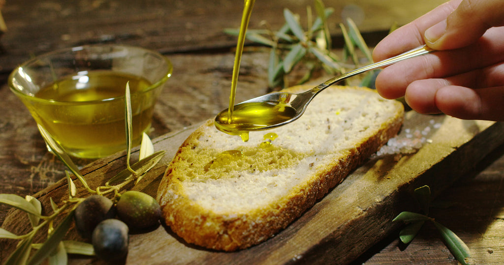 extra virgin olive oil on a bread