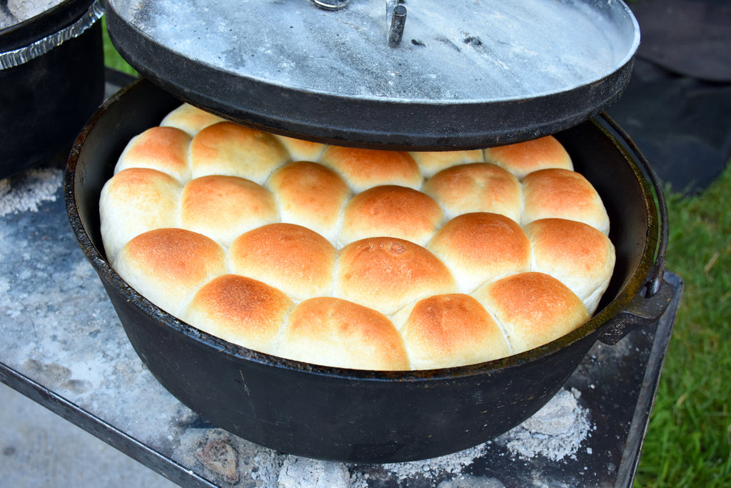 baking bread on a cast iron Dutch oven