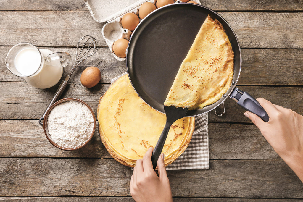 pancakes in a frying pan