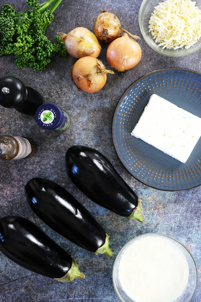 ingredients for eggplant gratin