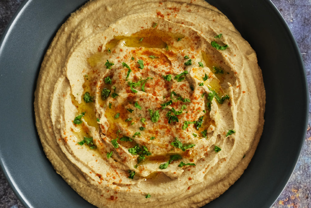 Hummus served in a bowl