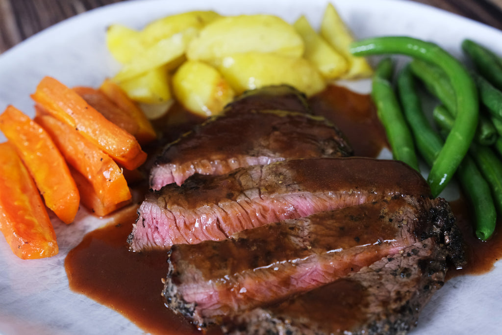 roast beef with red wine sauce