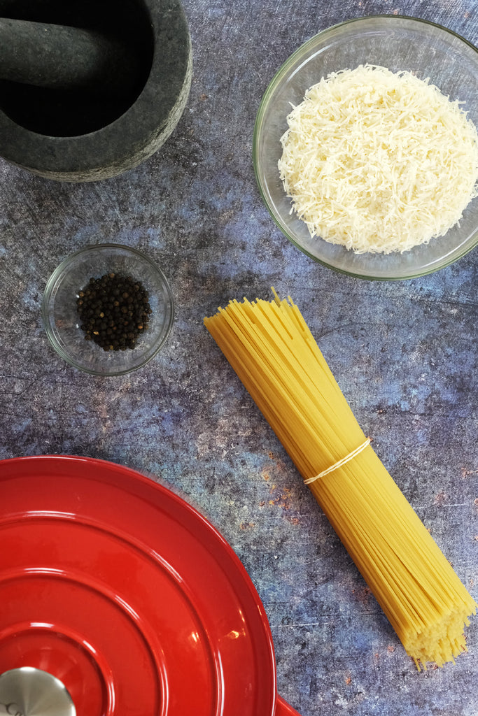 ingredients for pasta cacio e pepe