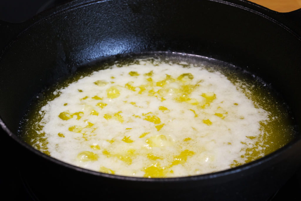 simmering butter for ghee