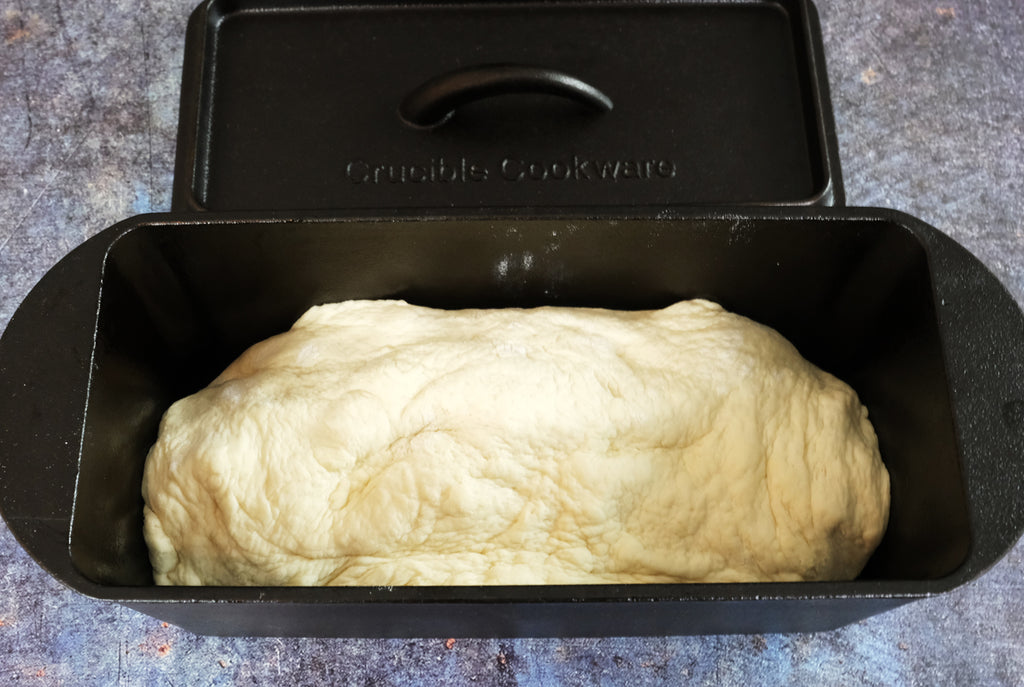 the dough placed in the loaf pan