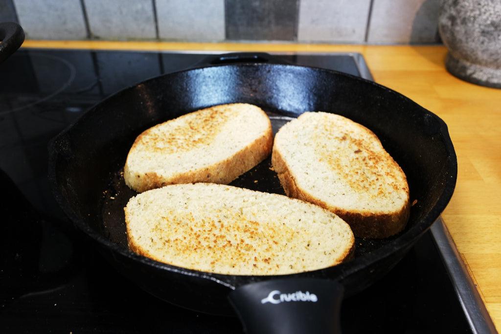 bread in a cast iron skillet
