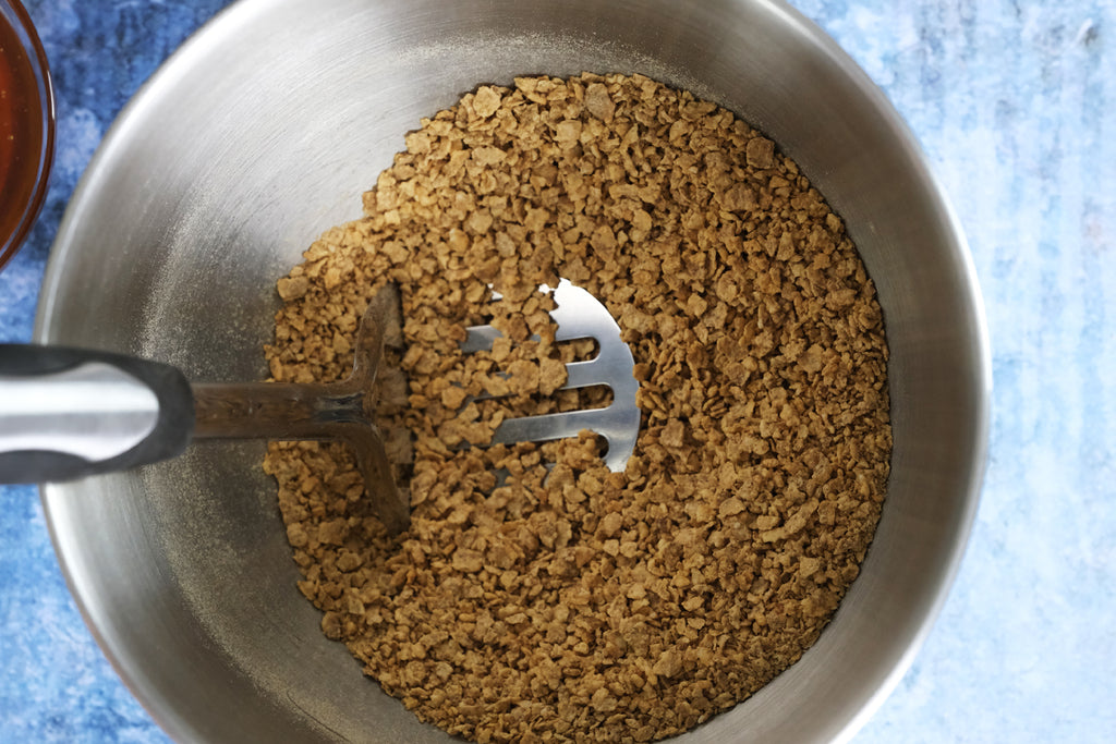 Crushed cereals in a bowl