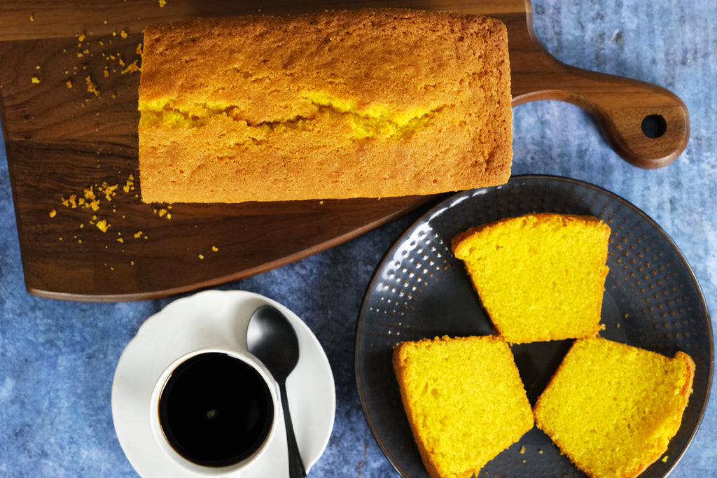 saffron cake served with coffee