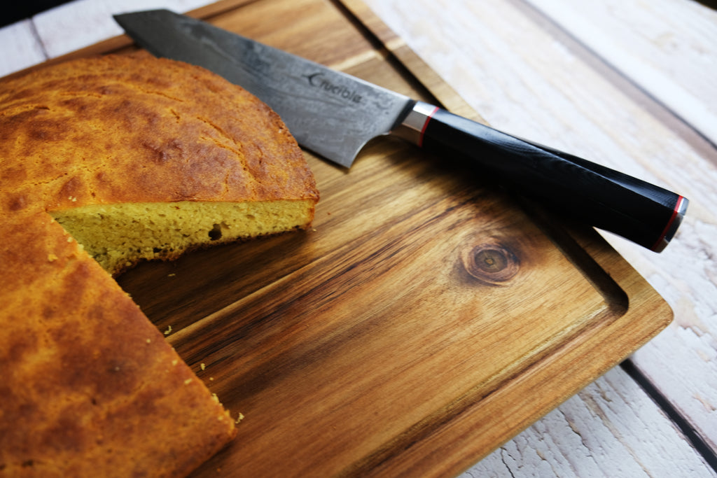 corn bread on cutting board