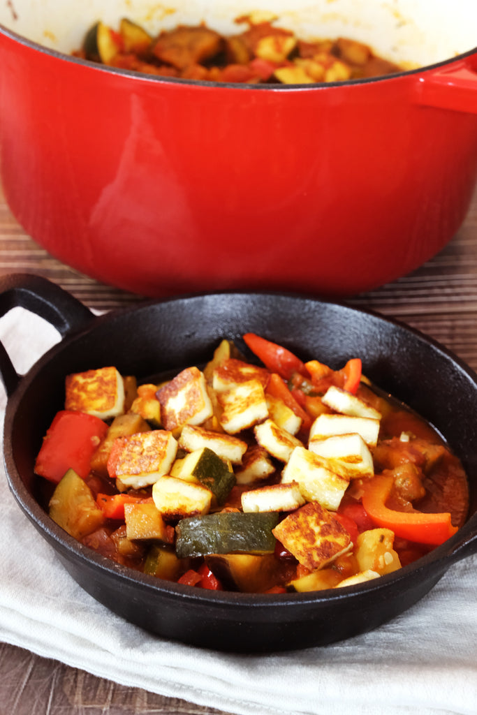 ratatouille served with halloumi