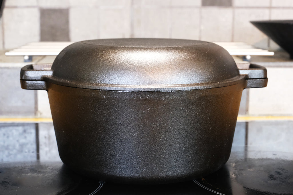 cast iron dutch oven on the stove