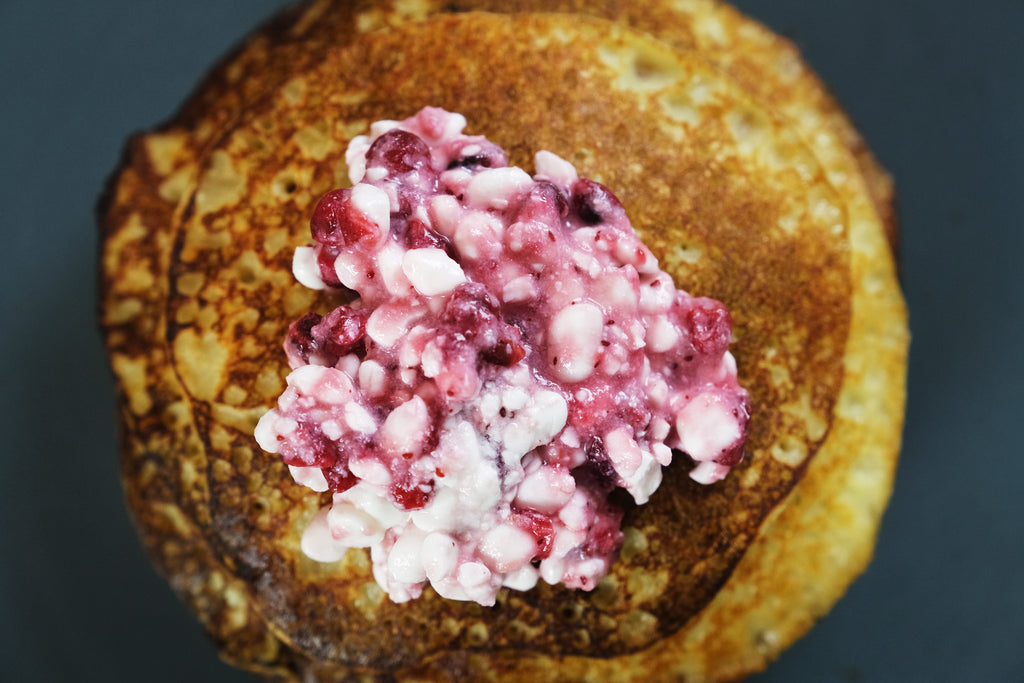 Potato mini pancakes made in a cast iron skillet