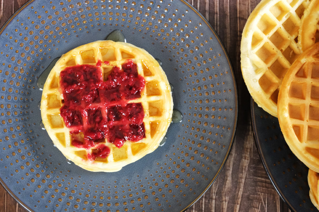 waffles with jam and honey