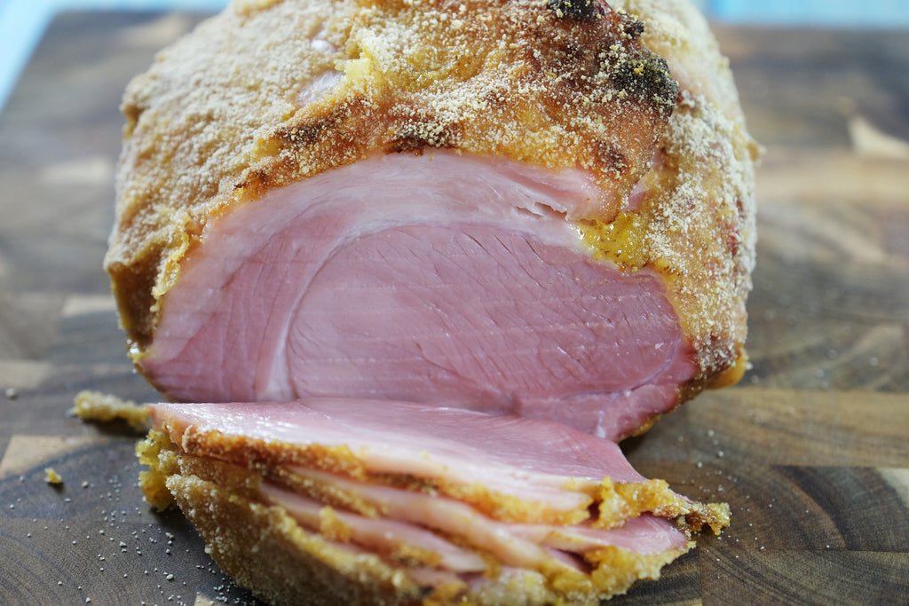 Chistmas ham on a cutting board