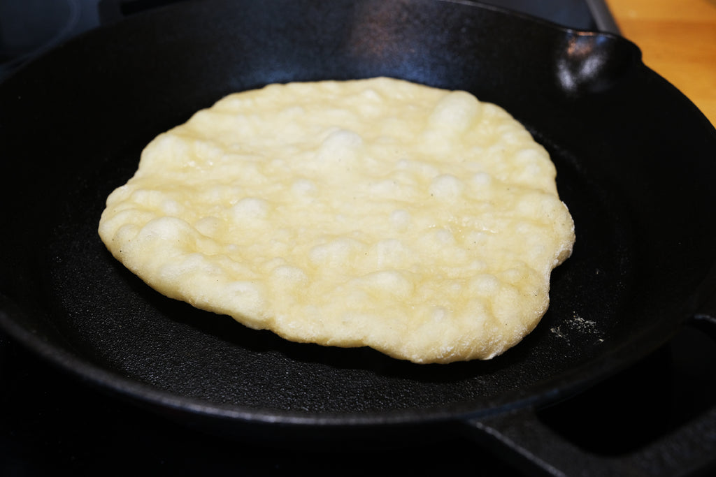 gyro pita bread baked in a 12" inch cast iron skillet