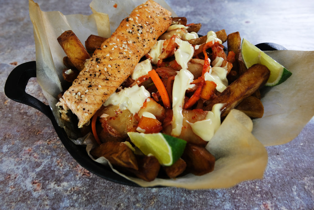 kimchi salmon and chips