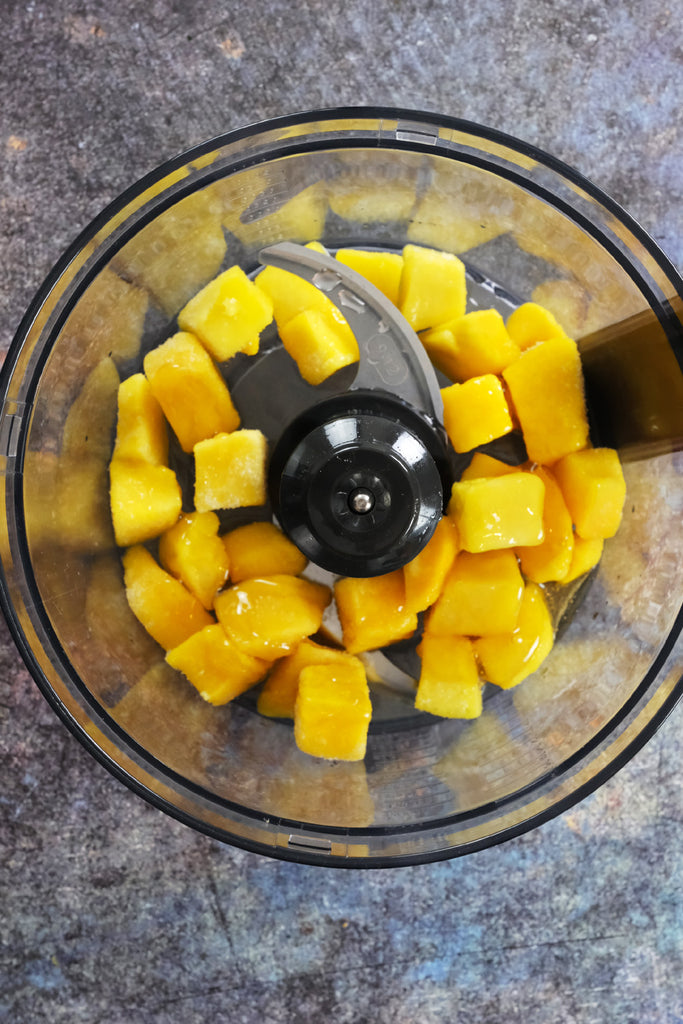 mango in a mixer