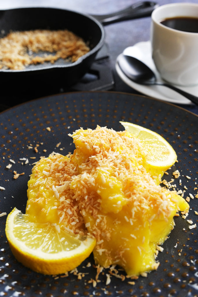 mango sorbet served with coffee